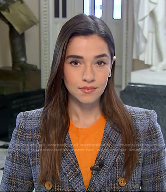 Julie’s blue plaid blazer on NBC News Daily
