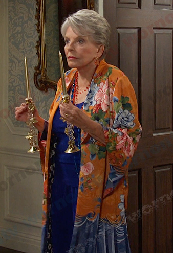 Julie’s orange floral kimono jacket on Days of our Lives