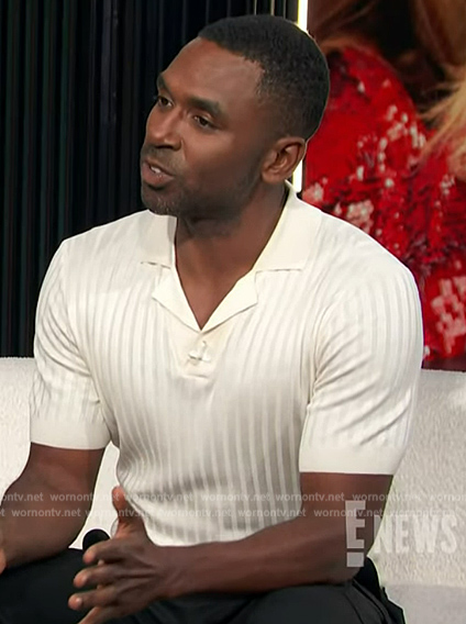Justin’s white ribbed polo on E! News