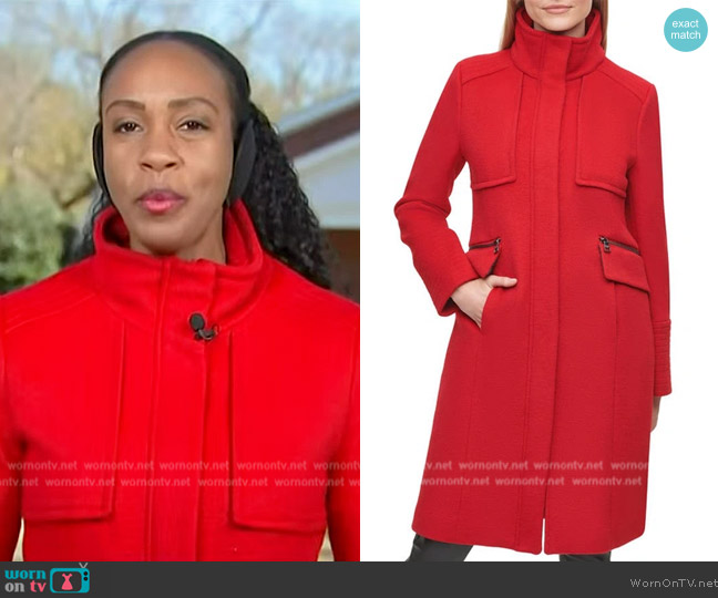 Karl Lagerfeld Officer Wool Blend Coat worn by Blayne Alexander on NBC News Daily