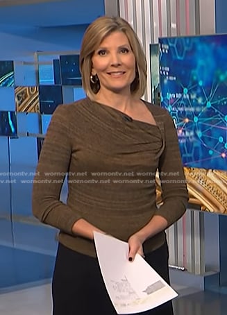 Kate’s brown asymmetric neck top on NBC News Daily