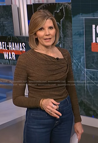 Kate’s brown asymmetric neck top on NBC News Daily
