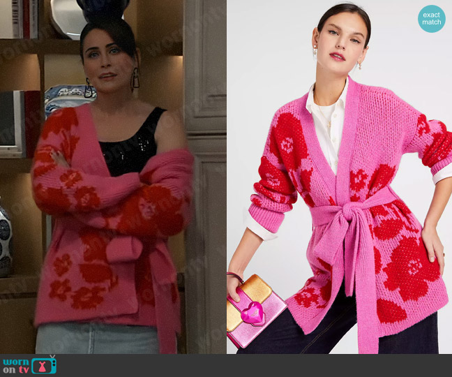 Kate Spade Rose Garden Intarsia Cardigan worn by Lois Cerullo (Rena Sofer) on General Hospital