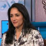 Dr. Kavita Patel’s ivory animal print blouse on NBC News Daily