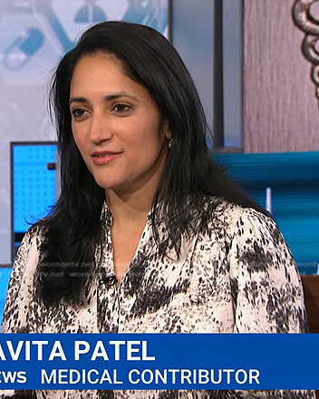 Dr. Kavita Patel’s ivory animal print blouse on NBC News Daily