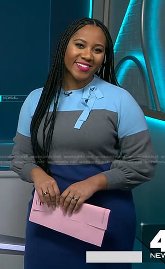 Kay Angrum’s colorblock tie neck dress on NBC News Daily