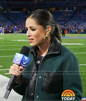 Kaylee’s green leather trim jacket on Today