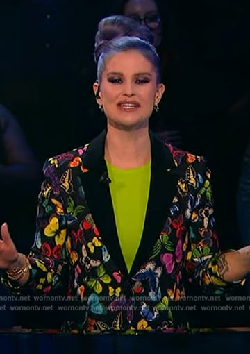 Kelly Osborne’s black butterfly print blazer on Beat Shazam