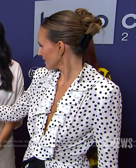 Keltie’s white polka dot ruffle dress on E! News