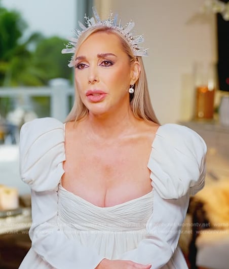 Marisol’s white confessional dress on The Real Housewives of Miami