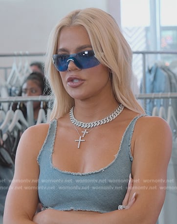 Khloe’s blue lens sunglasses on The Kardashians