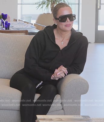 Khloe’s black hoodie and sunglasses on The Kardashians