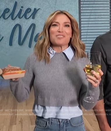 Kit’s gray layered sweater on Access Hollywood