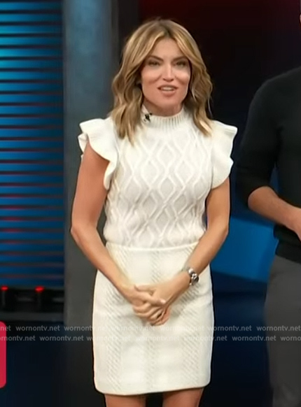 Kit’s white cable knit sleeveless sweater on Access Hollywood