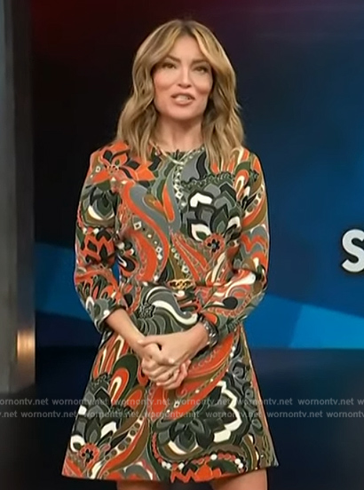 Kit’s abstract print dress on Access Hollywood