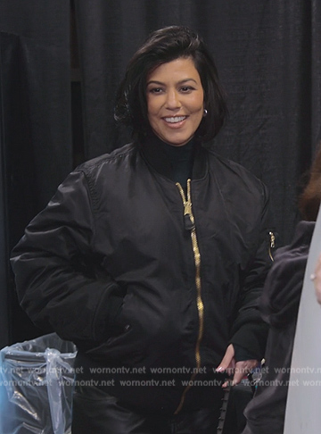 Kourtney’s black bomber jacket on The Kardashians