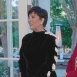 Kris’s black contrast bow sleeve dress on The Kardashians