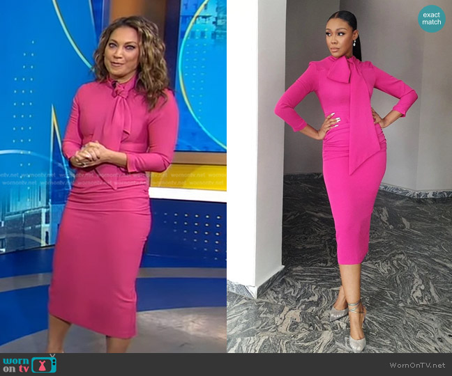 Lady Biba Kosi Dress with Sleeves Pink worn by Ginger Zee on Good Morning America
