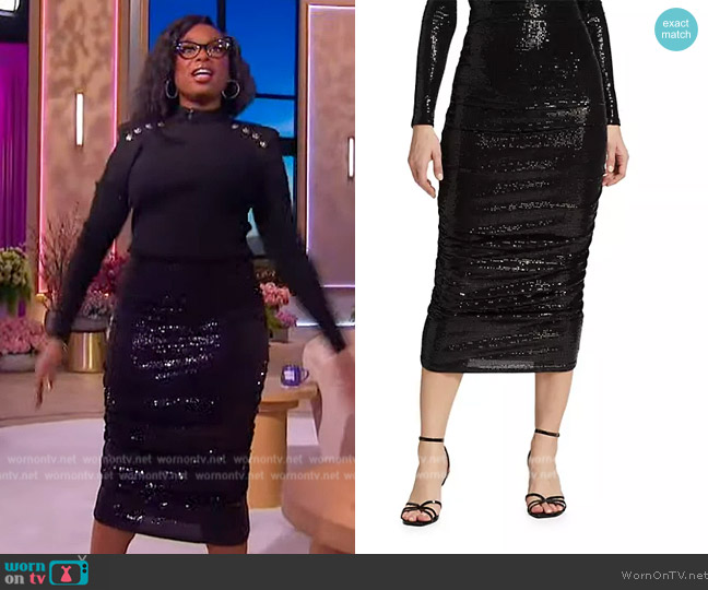 Otis Sequined Ruched Pencil Skirt L'Agence worn by Jennifer Hudson on The Jennifer Hudson Show