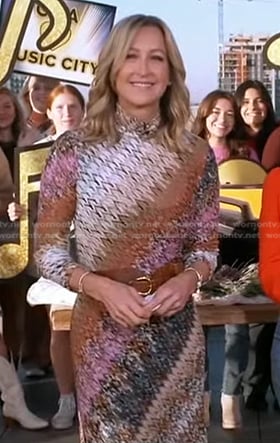 Lara’s diagonal print knit dress on Good Morning America