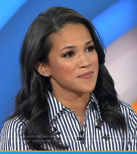 Laura Jarrett’s striped embroidered shirt on Today
