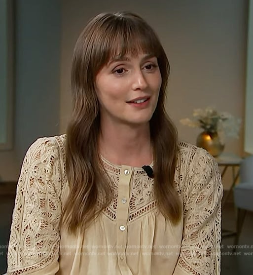 Leighton Meester’s lace inset blouse on E! News