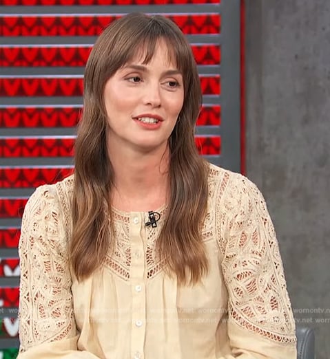 Leighton Meester’s lace top on Access Hollywood