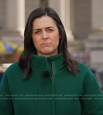 Lindsey Reiser’s green zip coat on NBC News Daily