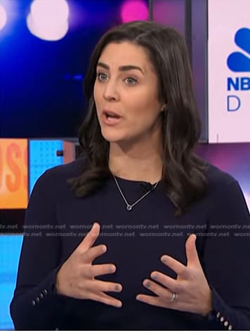 Lindsey Reiser’s navy button cuff top on NBC News Daily