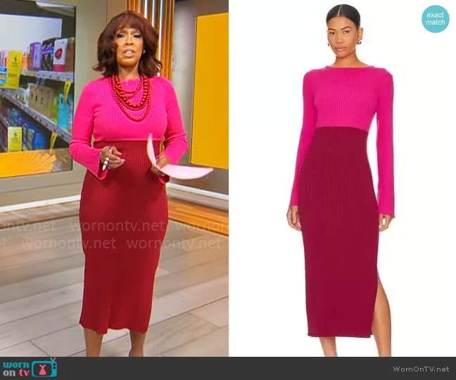Line & Dot Frankie Dress worn by Gayle King on CBS Mornings