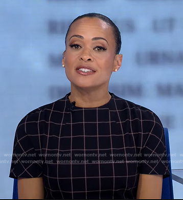Linsey’s black grid check dress on Good Morning America