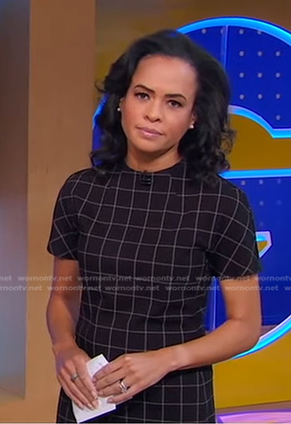 Linsey’s black grid check dress on Good Morning America