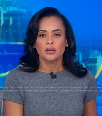 Linsey’s grey short sleeve knit dress on Good Morning America