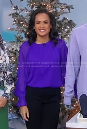 Linsey’s purple sheer blouse on Good Morning America