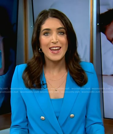 Liz Kreutz’s blue double breasted blazer on NBC News Daily