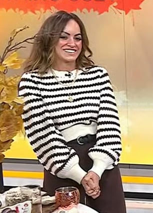 Liz Marie’s white and brown striped sweater on Today