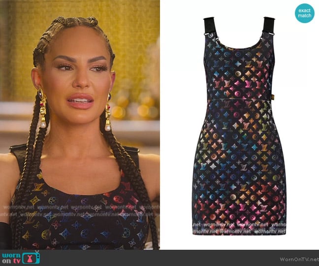 Louis Vuitton Neon Mahina Monogram Fitted Dress worn by Amanza Smith on Selling Sunset
