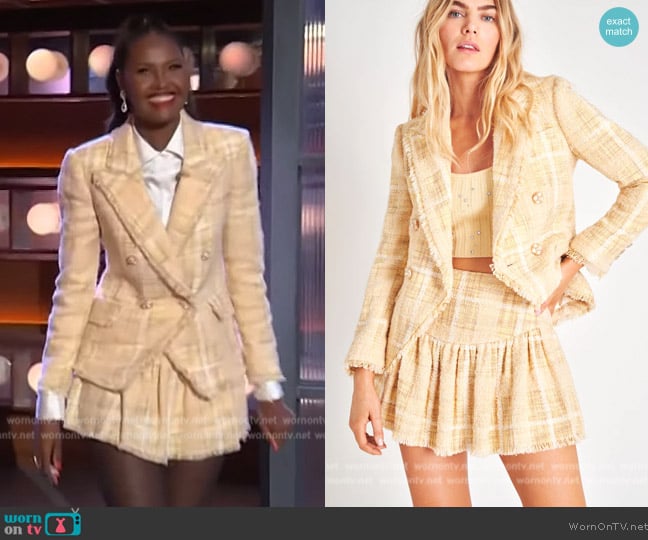 Loveshackfancy Denison Blazer worn by Ubah Hassan on The Kelly Clarkson Show