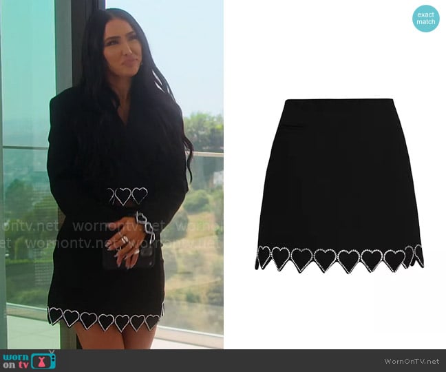 Mach & Mach Heart-Shaped Crystal-Trim Cropped Blazer worn by Bre Tiesi on Selling Sunset