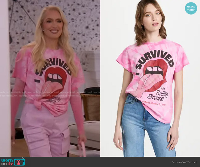 Madeworn Rock Rolling Stones Tie Dye Tee worn by Erika Jayne on The Real Housewives of Beverly Hills