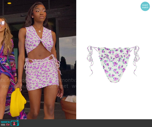 Magda Butrym Floral bikini worn by Chelsea Lazkani on Selling Sunset