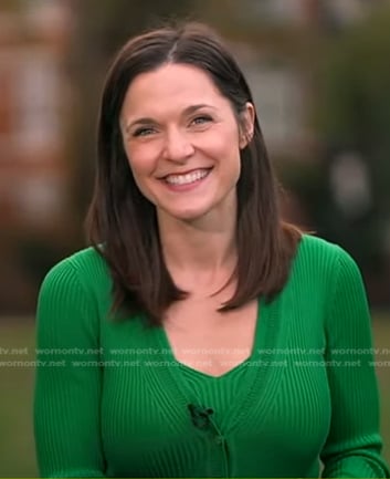 Maggie Rulli’s green ribbed cardigan on Good Morning America