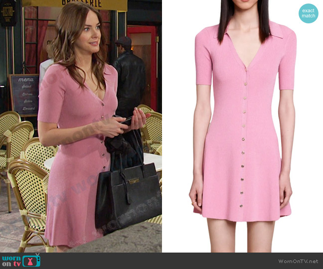 Maje Roliane Metallic Rib A-Line Dress worn by Stephanie Johnson (Abigail Klein) on Days of our Lives