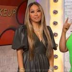 Mally Roncal’s faux leather puff sleeve dress on Sherri