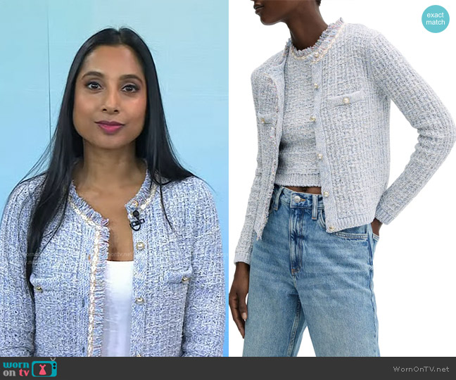 Mango Jewel Button Tweed Jacket worn by Dr. Roshini Rajapaksa on Today