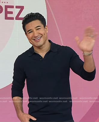 Mario Lopez’s navy long sleeve polo shirt on Today