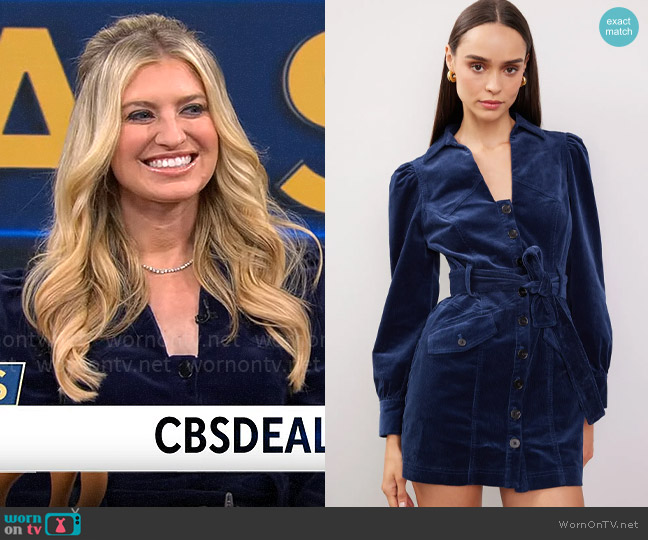 Marissa Webb Collective Corduroy Button Up Dress worn by Ashley Bellman on CBS Mornings