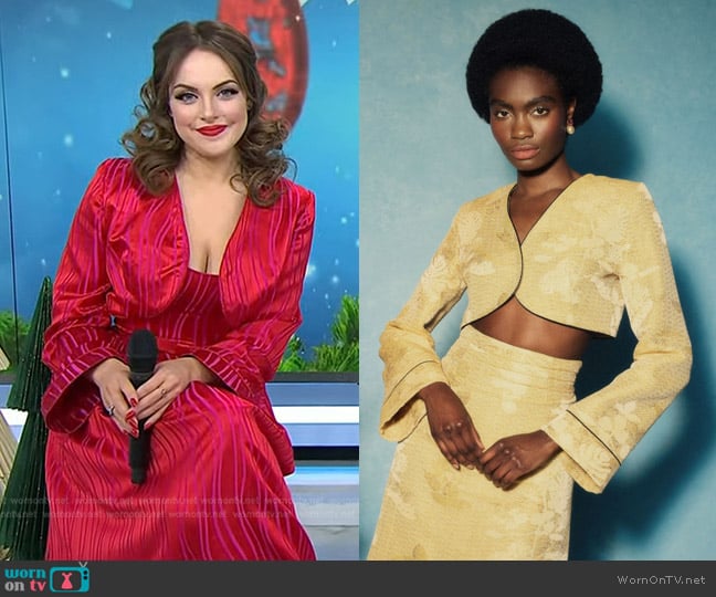 Markarian Resort 2023 Collection in Apple Pink And Red worn by Elizabeth Gillies on Today