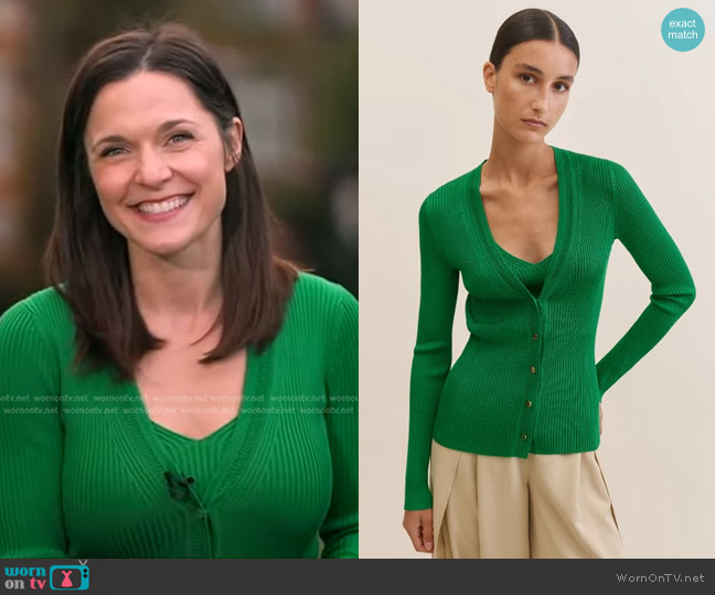 Me + Em Fashioned Rib Bralette in Clover Leaf worn by Maggie Rulli on Good Morning America