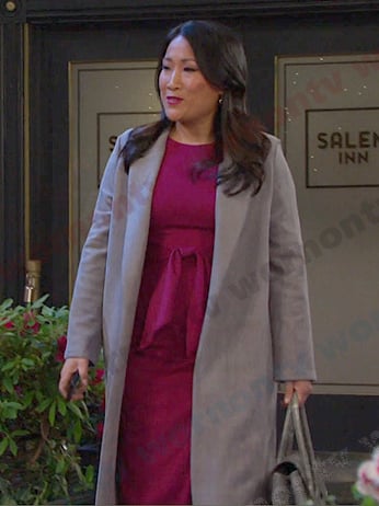 Melinda’s pink tie waist dress on Days of our Lives
